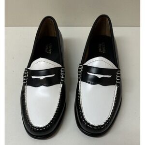 G.H. Bass & Co. Black and White Leather Penny Loafers